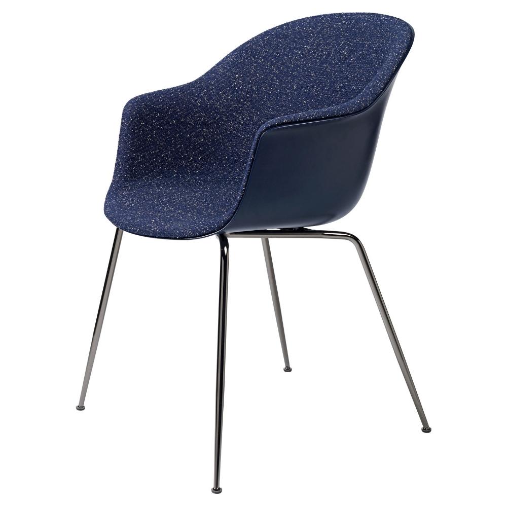 GUBI Bat Dining Chair Black Chrome Legs Blueberry Pilot 792 Kvadrat Upholstery GamFratesi