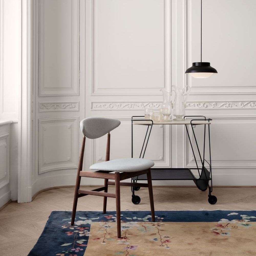 GUBI Mategot Trolley with Gent Chair and Collar Pendant Light