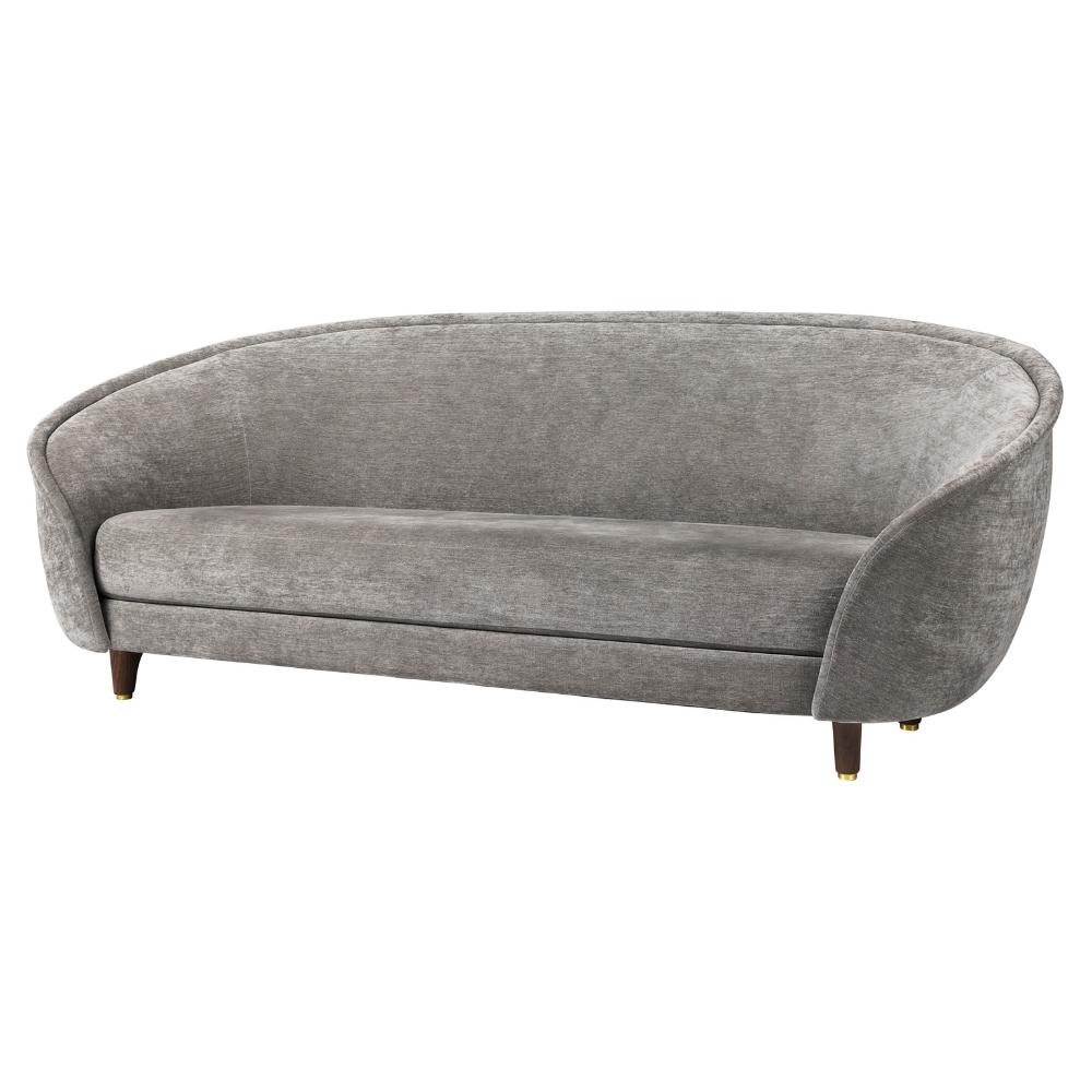 GUBI Revers 84-inch Sofa with Walnut Legs and Dedar Belsuede 011 Grey Upholstery