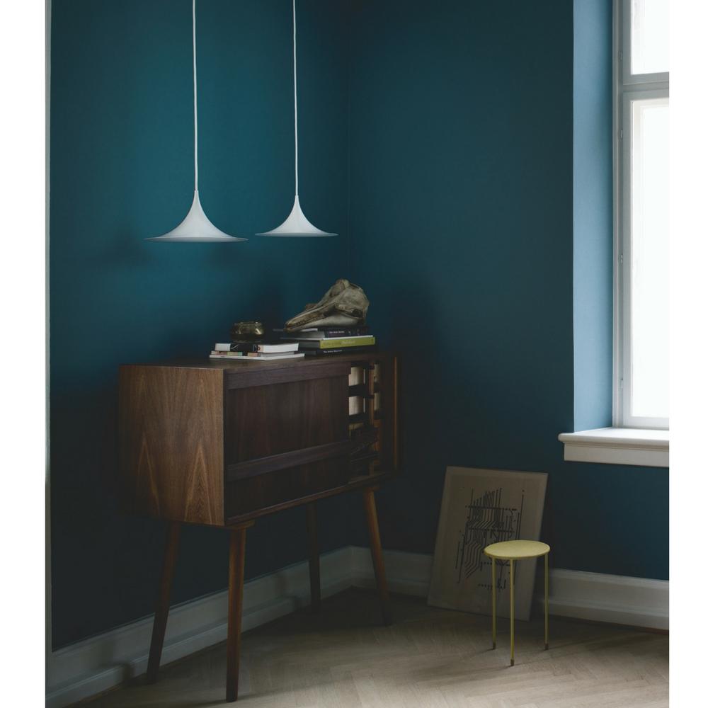 Gubi Semi Pendants in White over Midcentury Sideboard