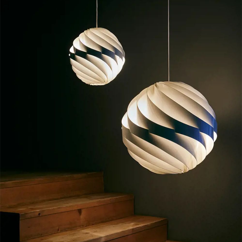 Gubi Turbo Pendant Lights Alabaster White in Stairwell