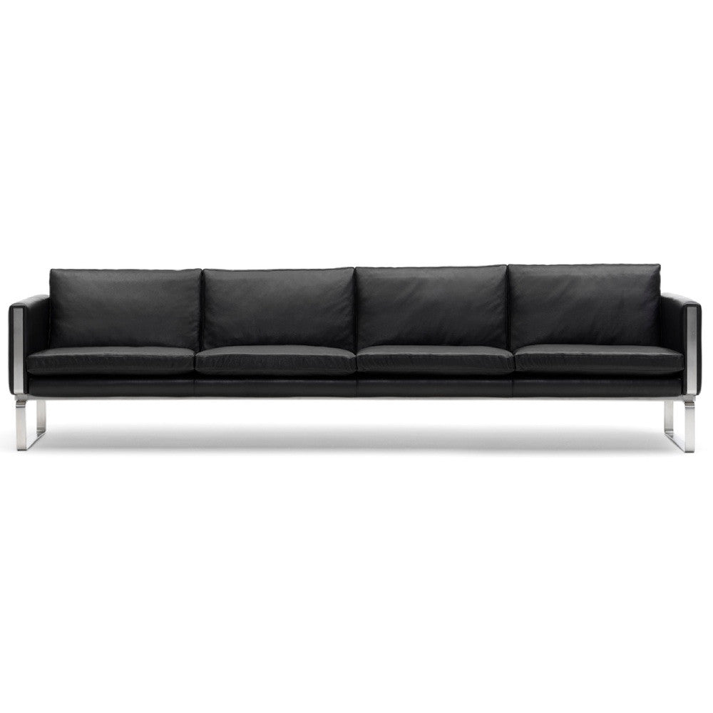 Hans Wegner CH104 Black Leather Sofa Carl Hansen & Son