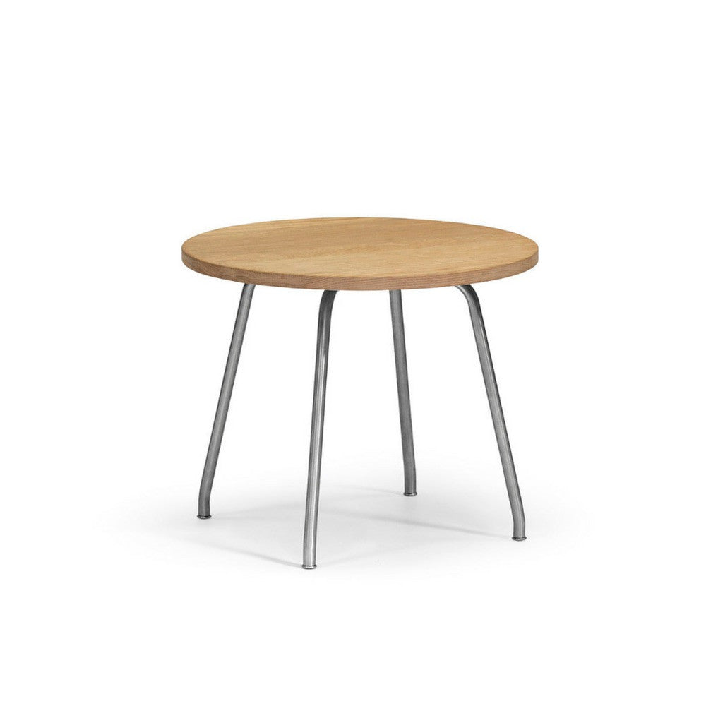 Wegner Side Table Oak and Stainless Steel Carl Hansen & Son