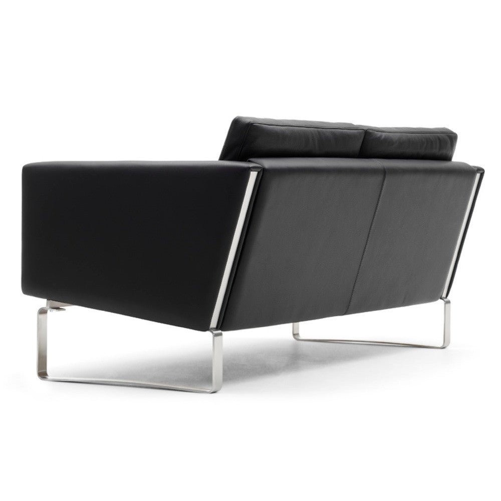 CH102 Sofa Black Leather Back Angled Carl Hansen & Son