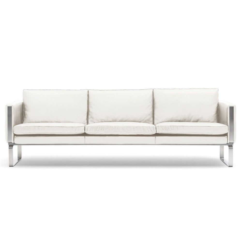 Hans Wegner CH103 Sofa White Leather Front Carl Hansen & Son