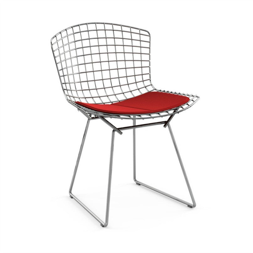Harry Bertoia Side Chair Chrome Red Cushion Front Knoll