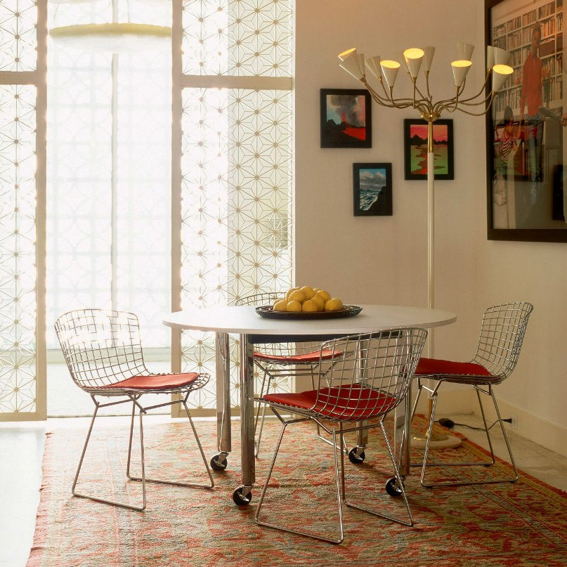 Harry Bertoia Side Chairs Orange Cushions D'Urso Table Knoll