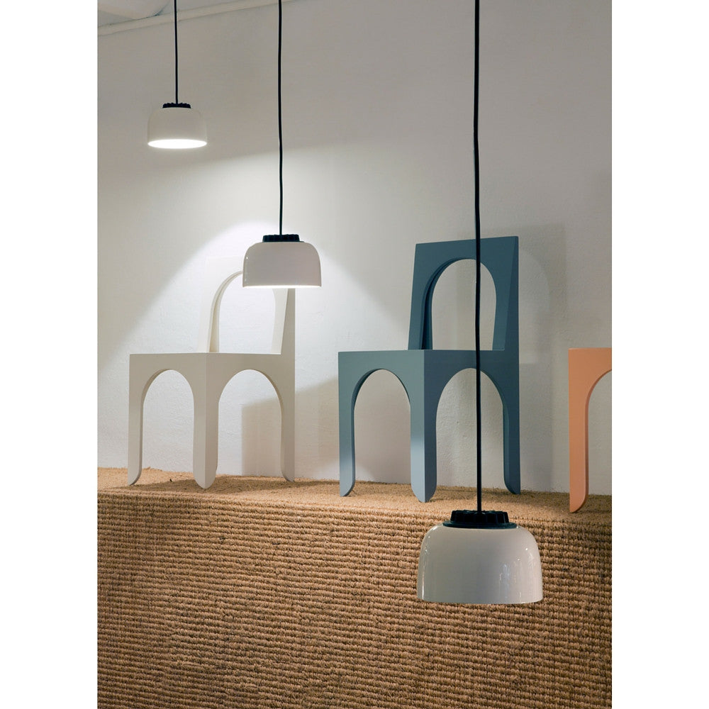 HeadHat Ceramic LED Pendant Lamps with Chairs by Santa & Cole