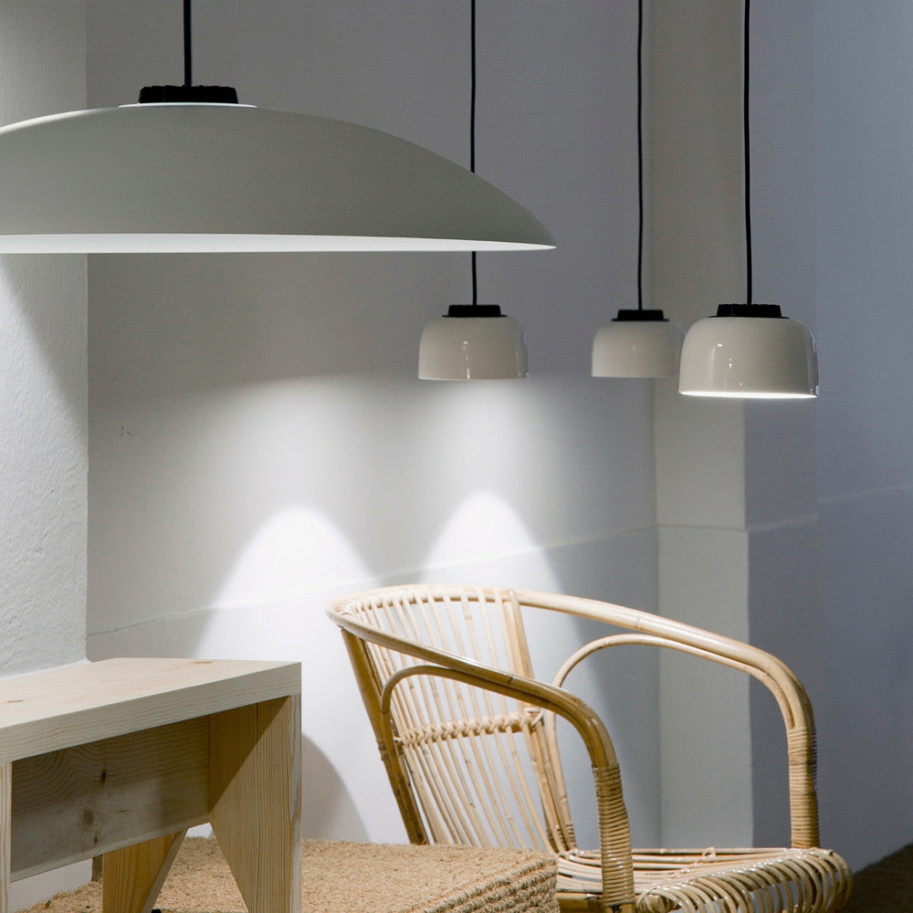 HeadHat Ceramic LED Pendant Lamps with HeadHat Large Metallic Lamp by Santa & Cole