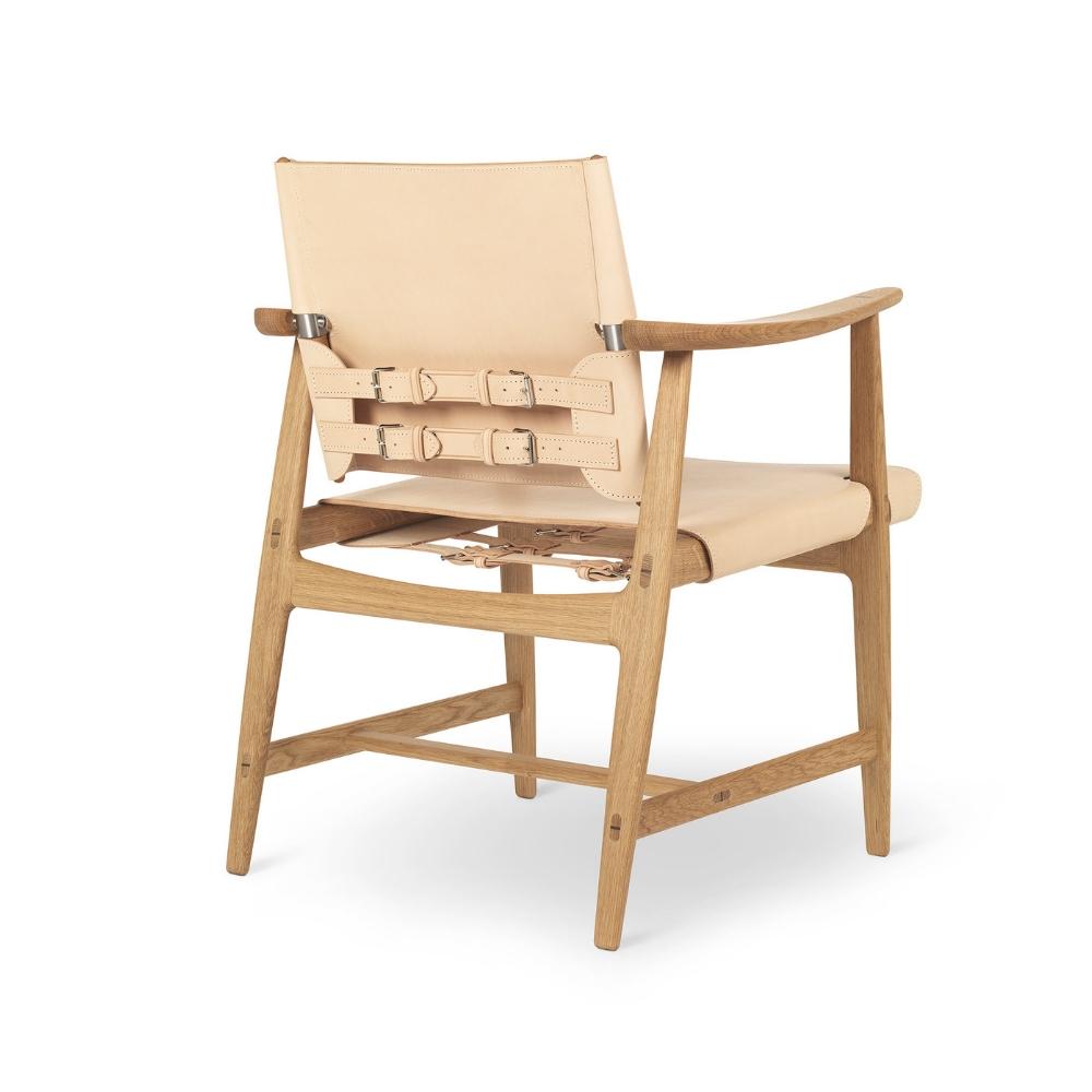 Borge Mogensen Huntsman Chair Natural Leather and Oak Back Carl Hansen & Son