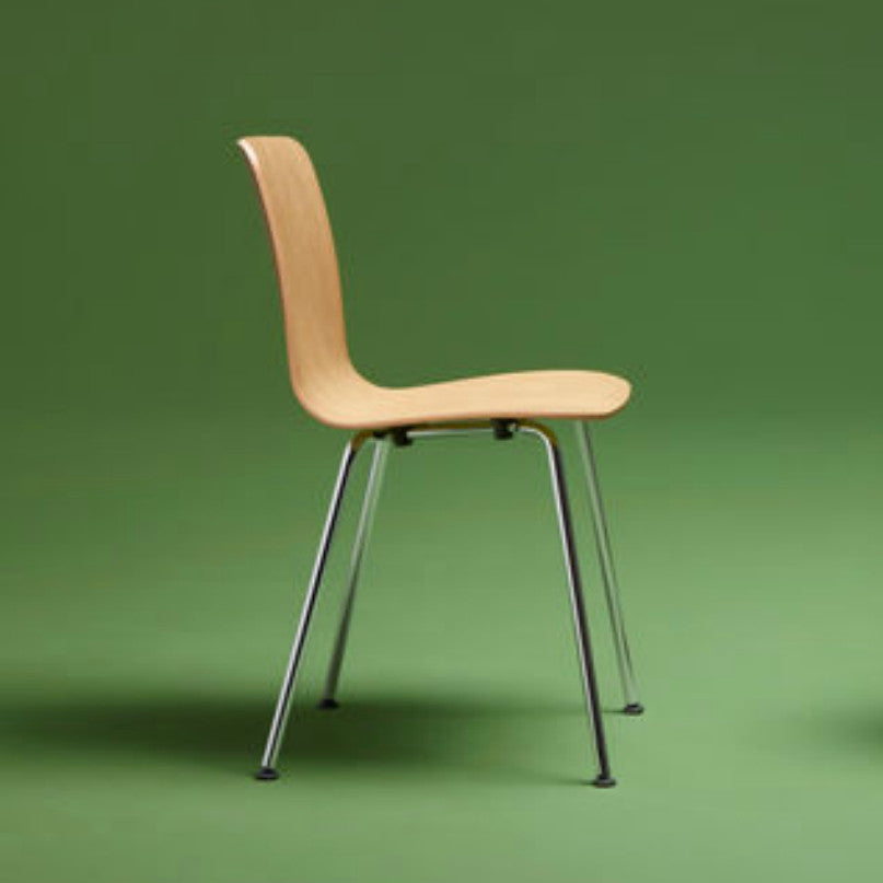 Jasper Morrison Hal Ply Tube Chair Light Oak Seat Green Background Vitra