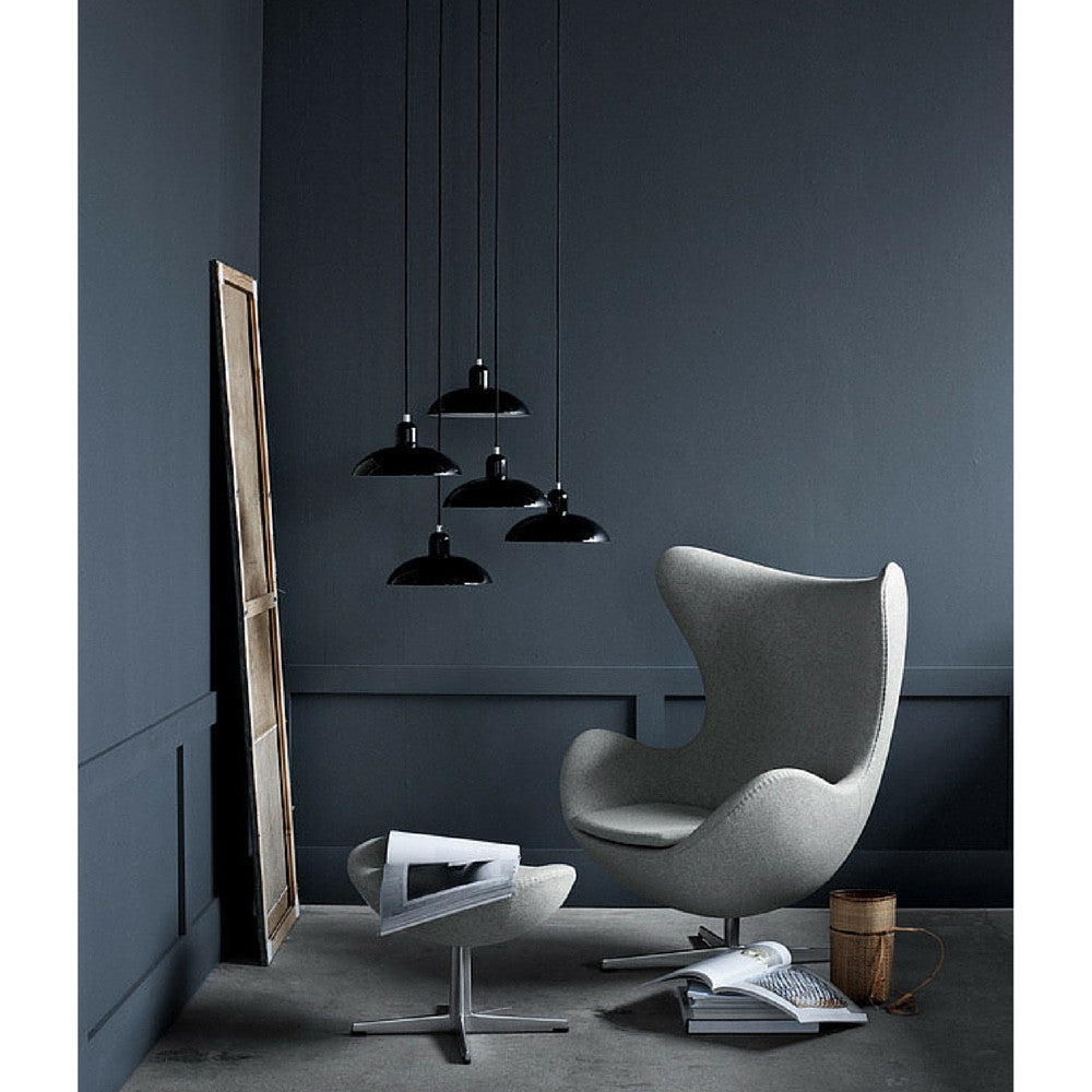 Kaiser Idell Pendants Black in room with Egg Chair