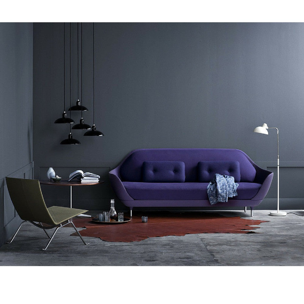 Kaiser Idell Pendants Black in room with Favn Sofa and Poul Kjaerholm Chair