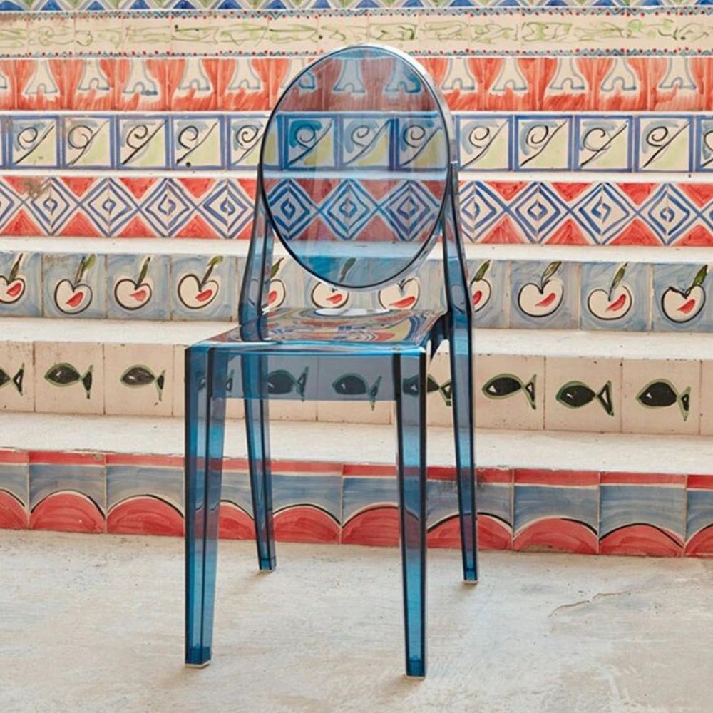 Kartell Victoria Ghost Chair Crystal Blue Outdoors in Sicily