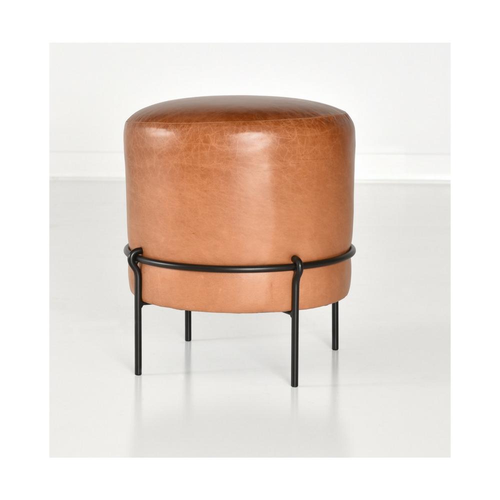 Katy Skelton Charleston Forge Amalie Ottoman in Leather