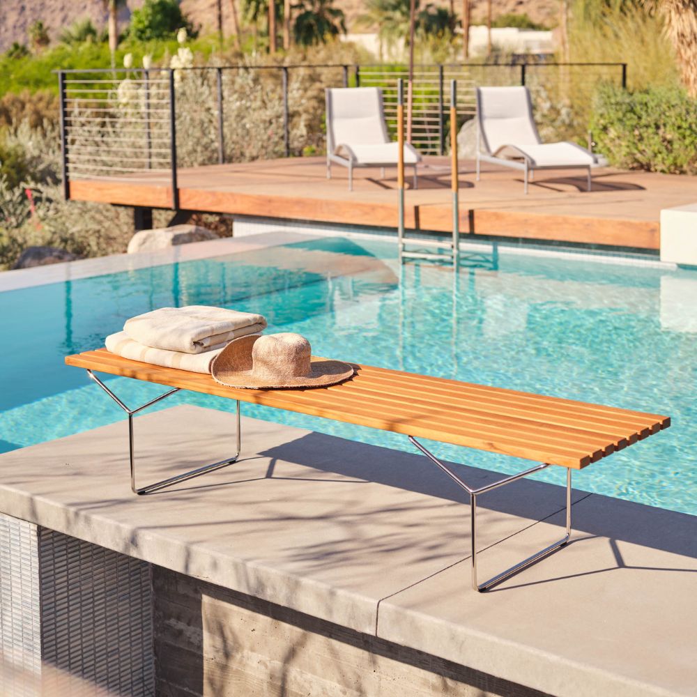 Knoll Bertoia Bench by Pool