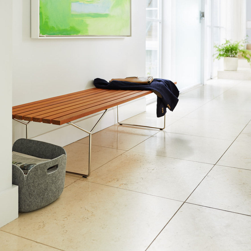 Knoll Bertoia Teak Bench in Entryway