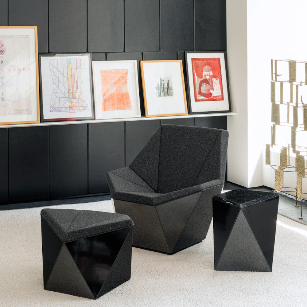David Adjaye Washington Prism Collection in Room with Bertoia Sculpture and Art Knoll