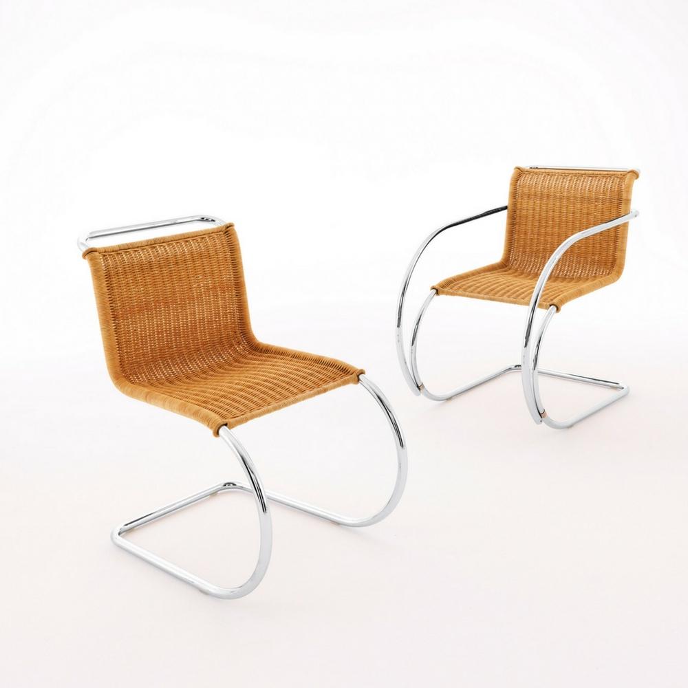 Knoll Rattan MR Chairs Mies van der Rohe