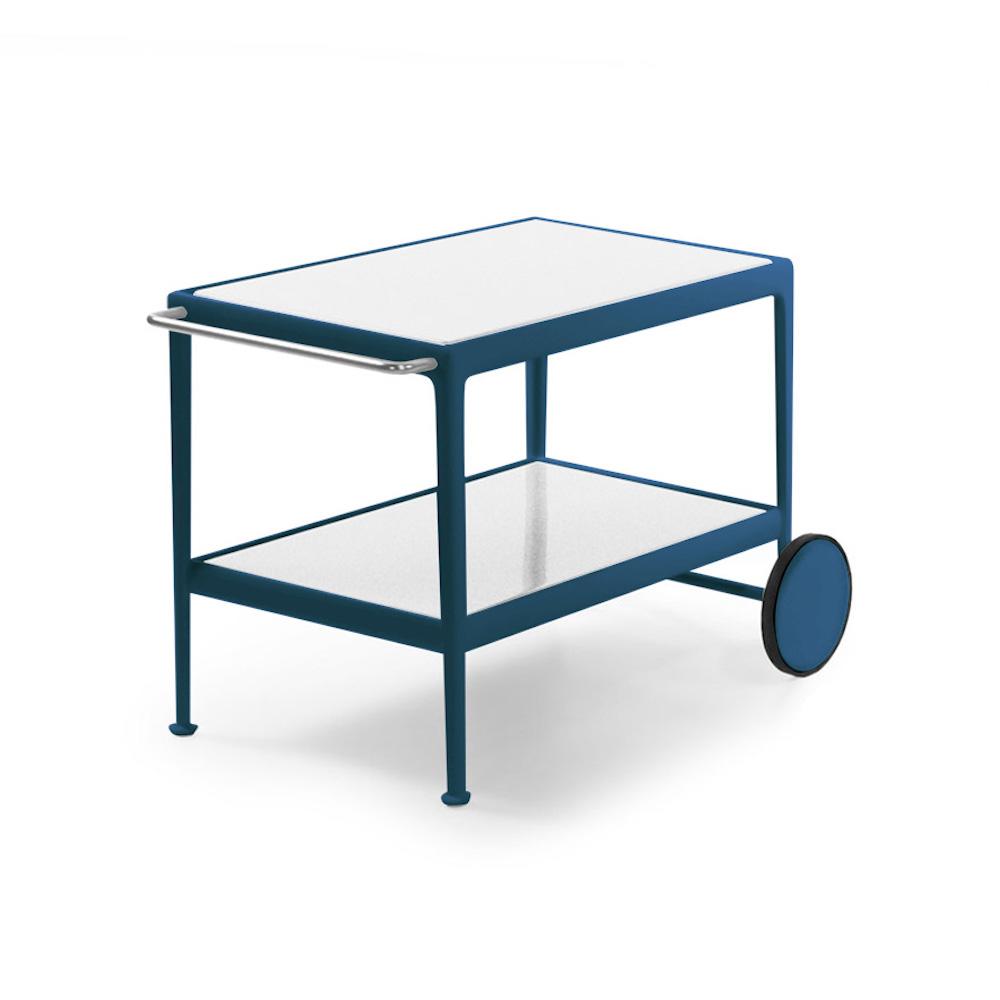 Knoll Richard Schultz 1966 Serving Cart Blue Frame White Top