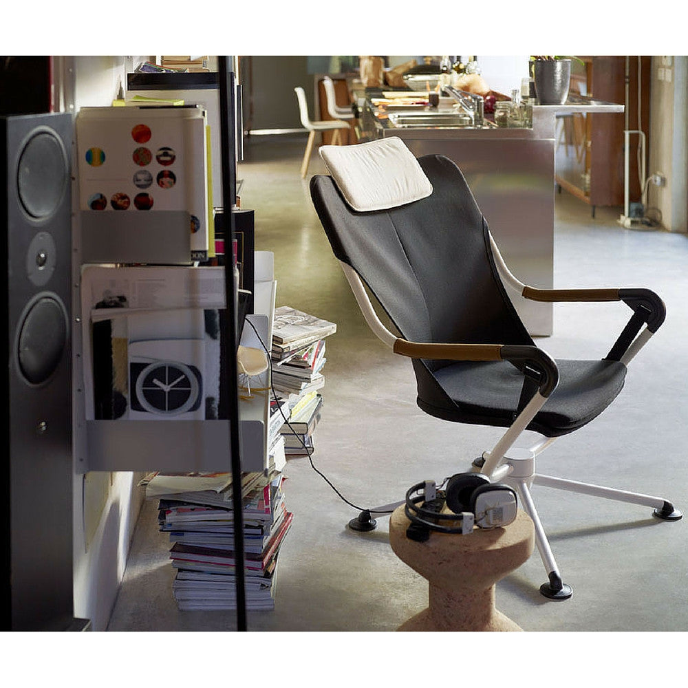 Konstantin Grcic Waver Chair Black with White Cushions by Book Shelf Vitra