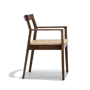 Krusin Arm Chair Walnut with Woven Paper Rush Seat Side Knoll