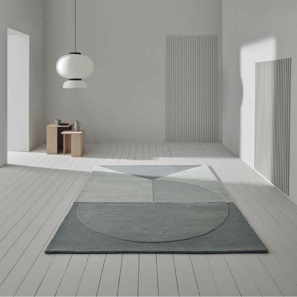 Linie Design Satomi Rug in room with And Tradition Copenhagen's Formaki Pendant Light by Jaime Hayon