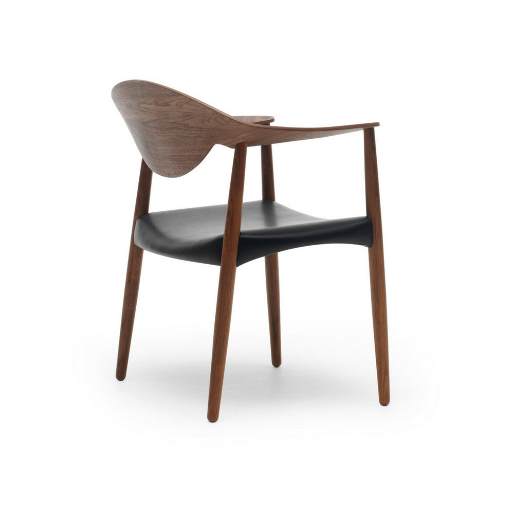 LM92T Metropolitan Chair Walnut and Black Leather Angled Back Carl Hansen & Son