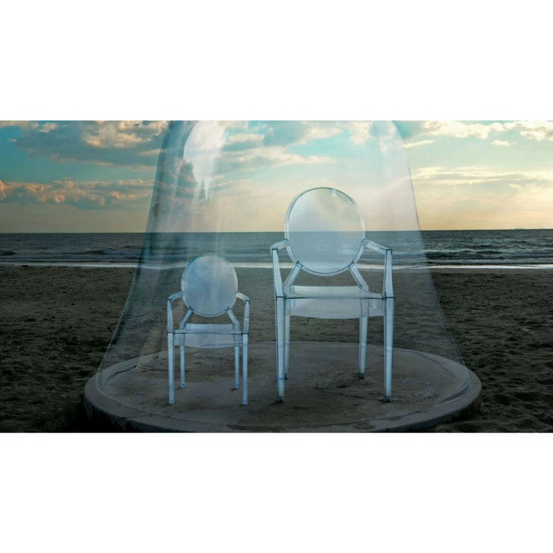 Louis Ghost Lou Lou Ghost by Philippe Starck for Kartell on a Beach