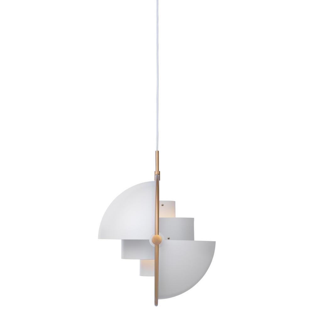 Gubi Multi Lite Pendant White and Brass Side View