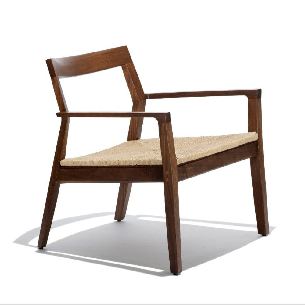 Marc Krusin Lounge Chair Walnut Woven Paper Rush Seat Knoll