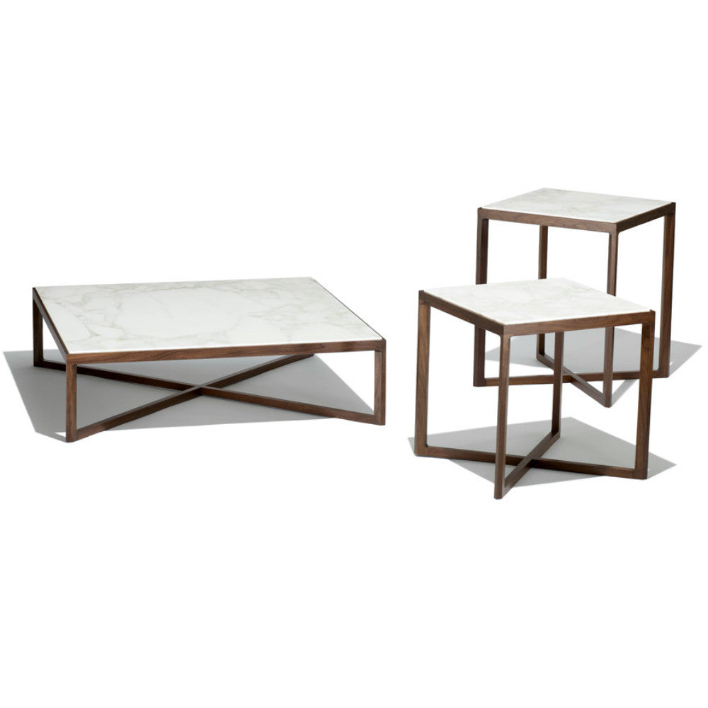 Marc Krusin Table Side Tables Coffee Table Walnut Arabescato Top Knoll