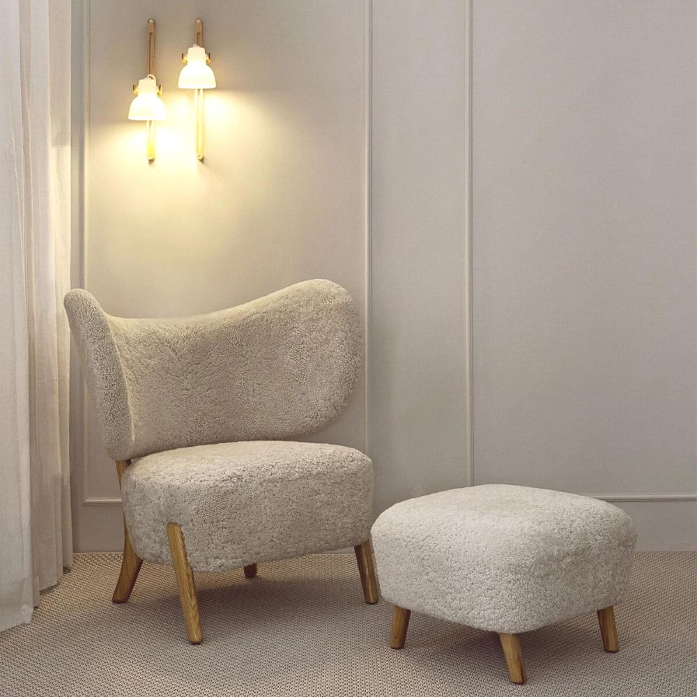 Mazo TMBO Lounge Chair and Ottoman in Moonlight Sheepskin Copenhagen