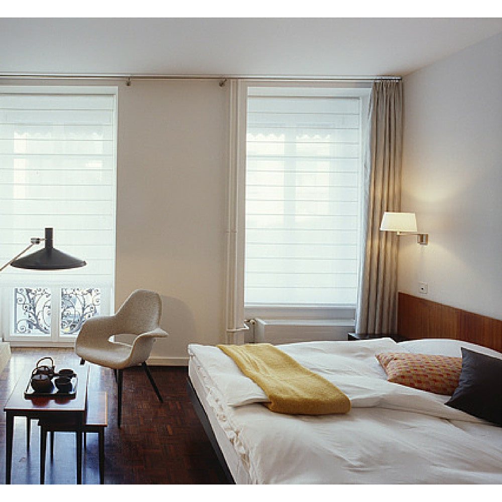 Miguel Milá Americana Wall Lamp by Santa & Cole with Eames Organic Chair in Krafft Hotel Basel Switzerland 