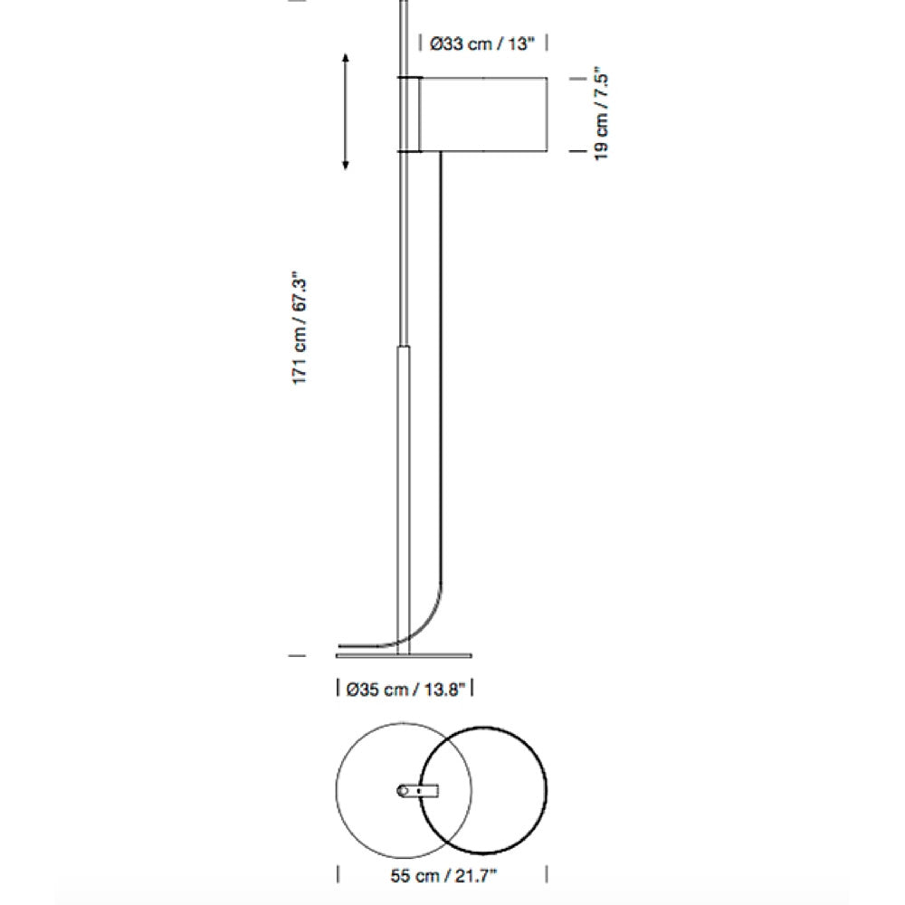 Santa Cole Miguel Mila TMD Floor Lamp Dimensions