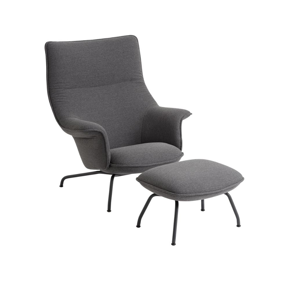 Muuto Doze Lounge Chair and Ottoman with Ocean80 Fabric and Anthracite Black Frame by Anderssen & Voll