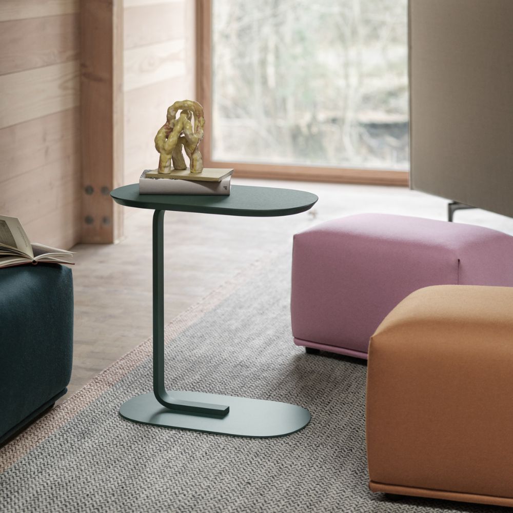 Muuto Relate Side Table with Echo Poufs