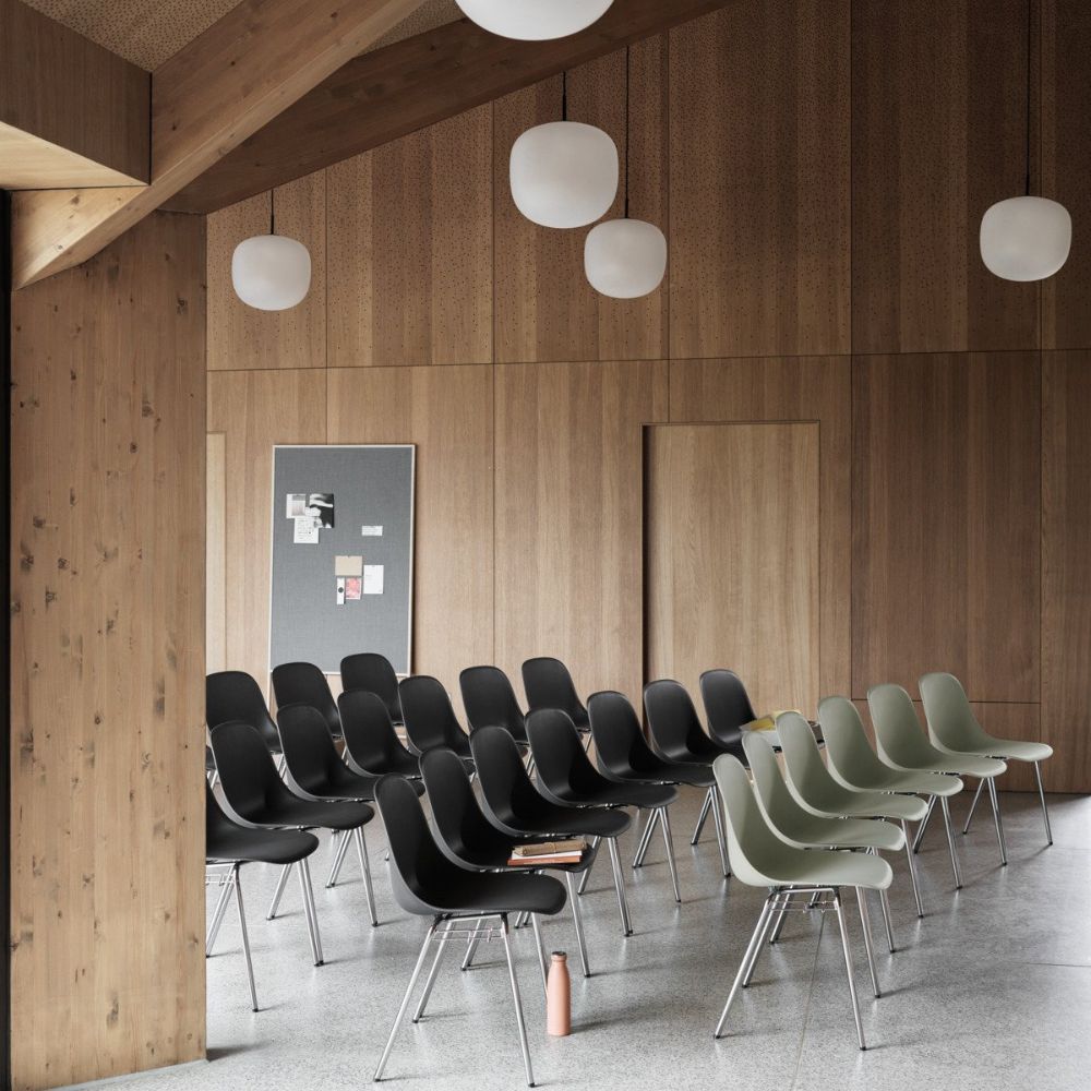 Muuto Rime Pendant Lamp with Fiber Side Chairs