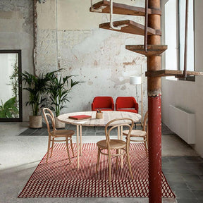 Nanimarquina Bouroullec Blur Rug Red in Room with Thonet Bentwood Chairs