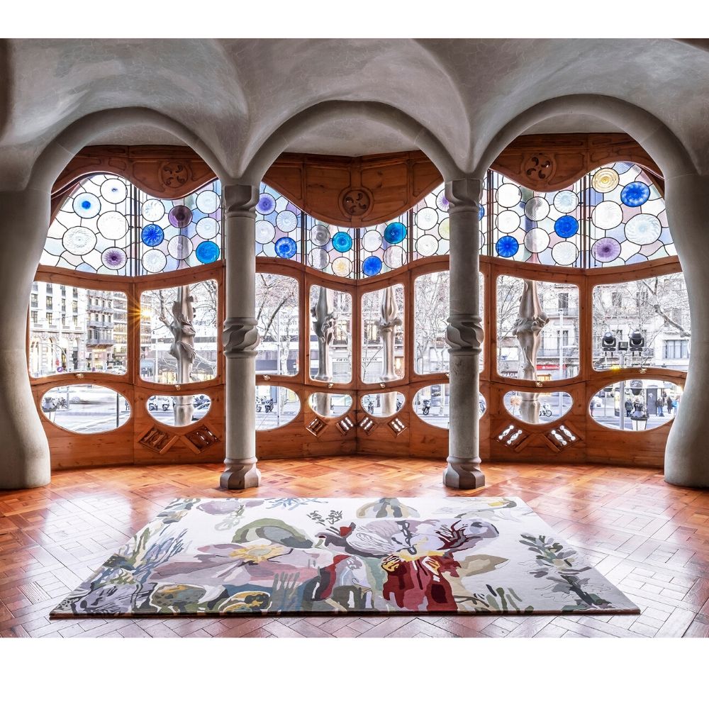 Nanimarquina Flora Backyard Rug by Santi Moix in Gaudi's Casa Batlló in Barcelona