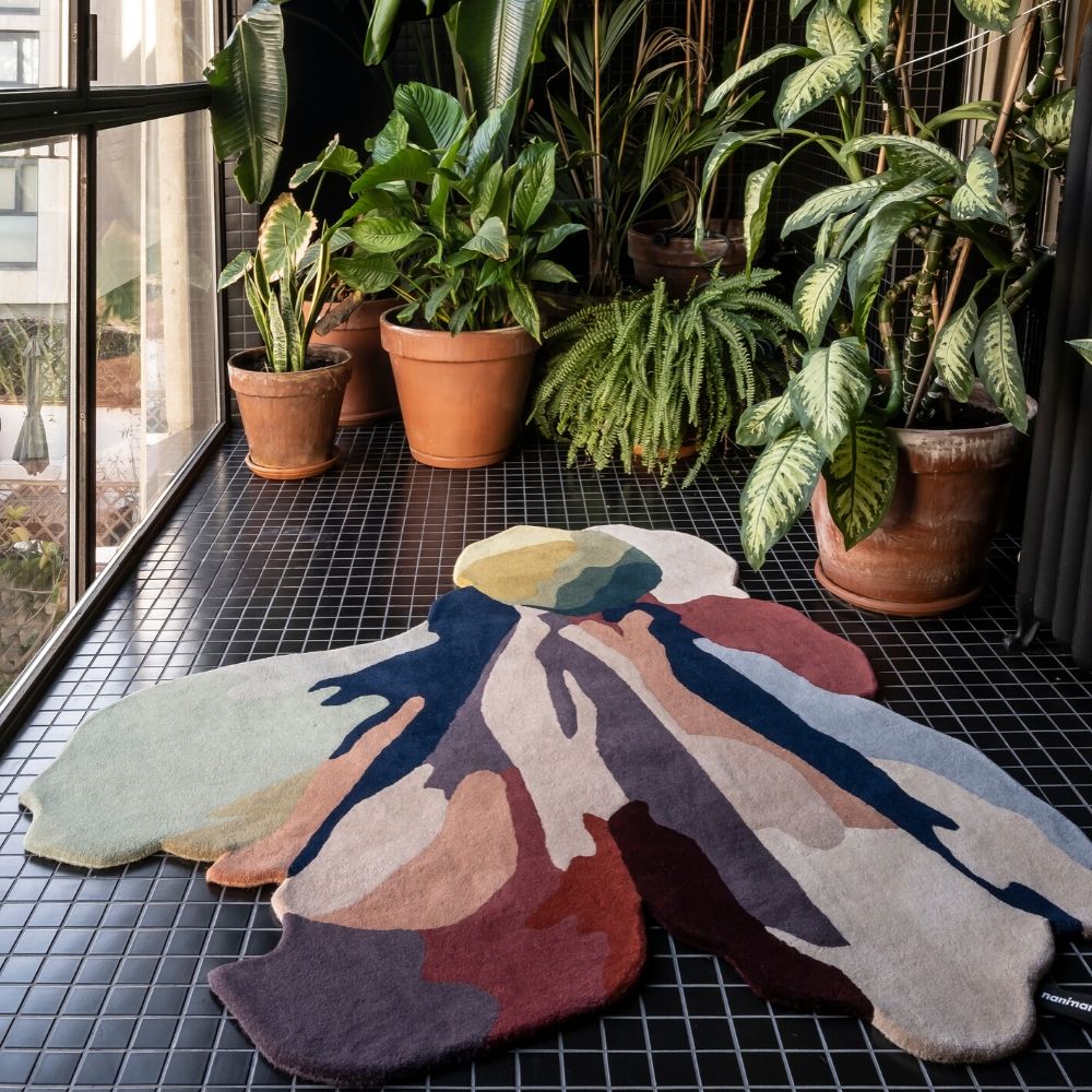 Nanimarquina Flora Bloom 1 Rug in Barcelona Sunroom with Plants