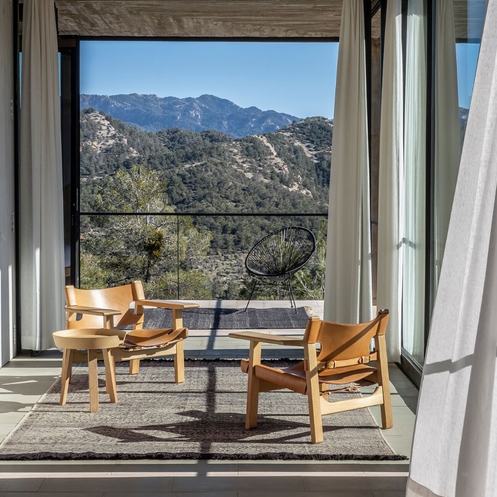 Nanimarquina Telares Rug in living room with Borge Mogensen Spanish Chairs