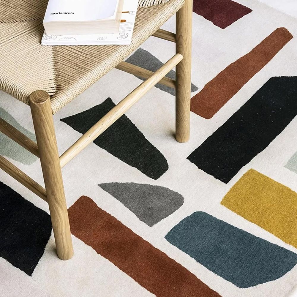 Nanimarquina Tones Pieces Rug with Hans Wegner CH58 Stool