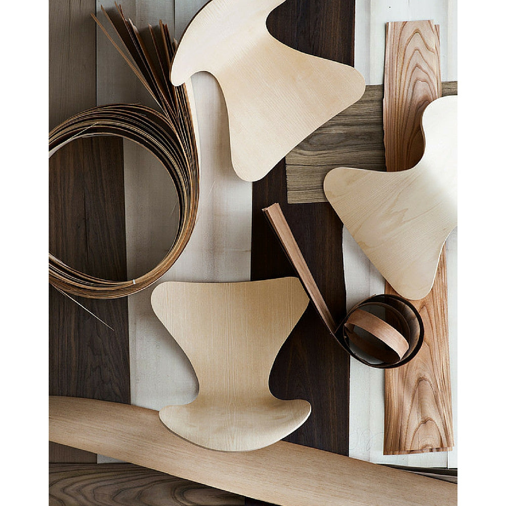 Series 7 Chairs and Wood Veneer Strips Aerial View Fritz Hansen