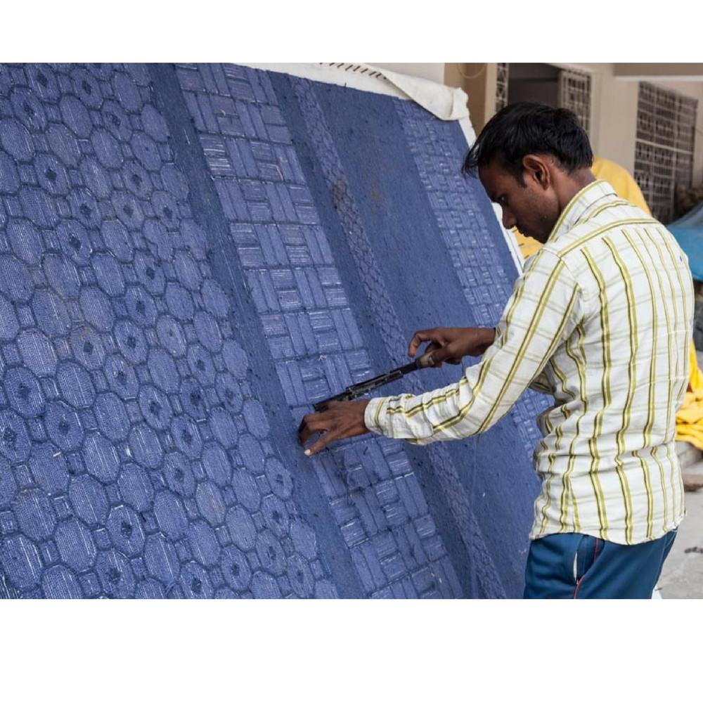 Neri and Hu Blue Jie Rug by Nani Marquina Being Made