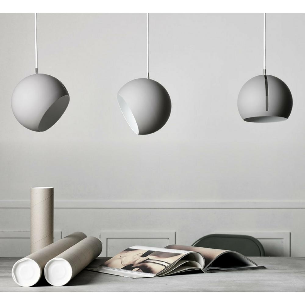 Nyta Tilt Globe Pendants Grey in Conference Room