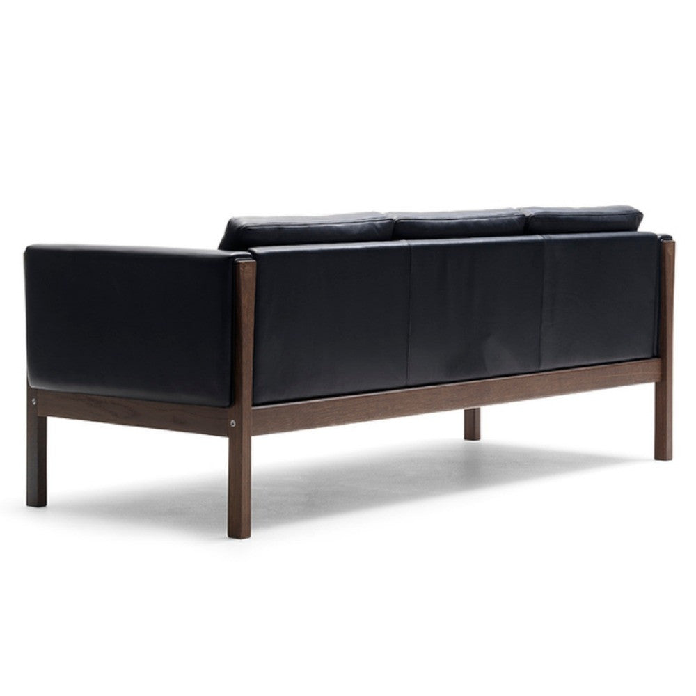 Wegner CH163 Sofa in Black Sif Leather Back Carl Hansen & Son