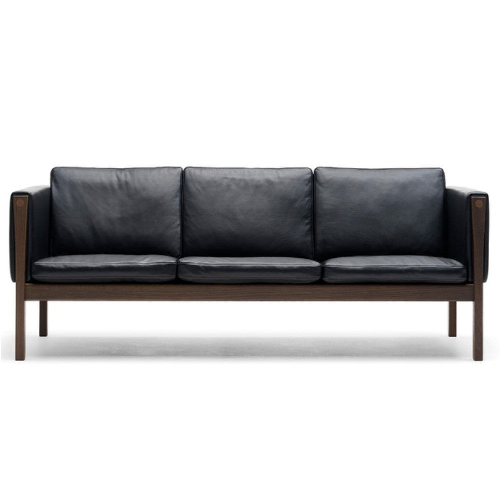 Wegner CH163 Sofa in Black Sif Leather Front Carl Hansen & Son