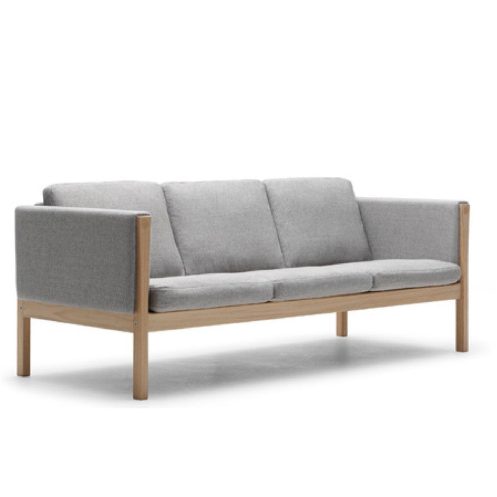 Wegner CH163 Sofa Oak Oil with Kvadrat Sunniva Grey Upholstery Carl Hansen & Son