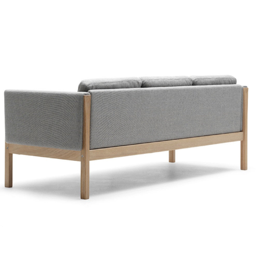 Wegner CH163 Sofa Oak Oil with Kvadrat Sunniva Grey Upholstery Back Carl Hansen & Son